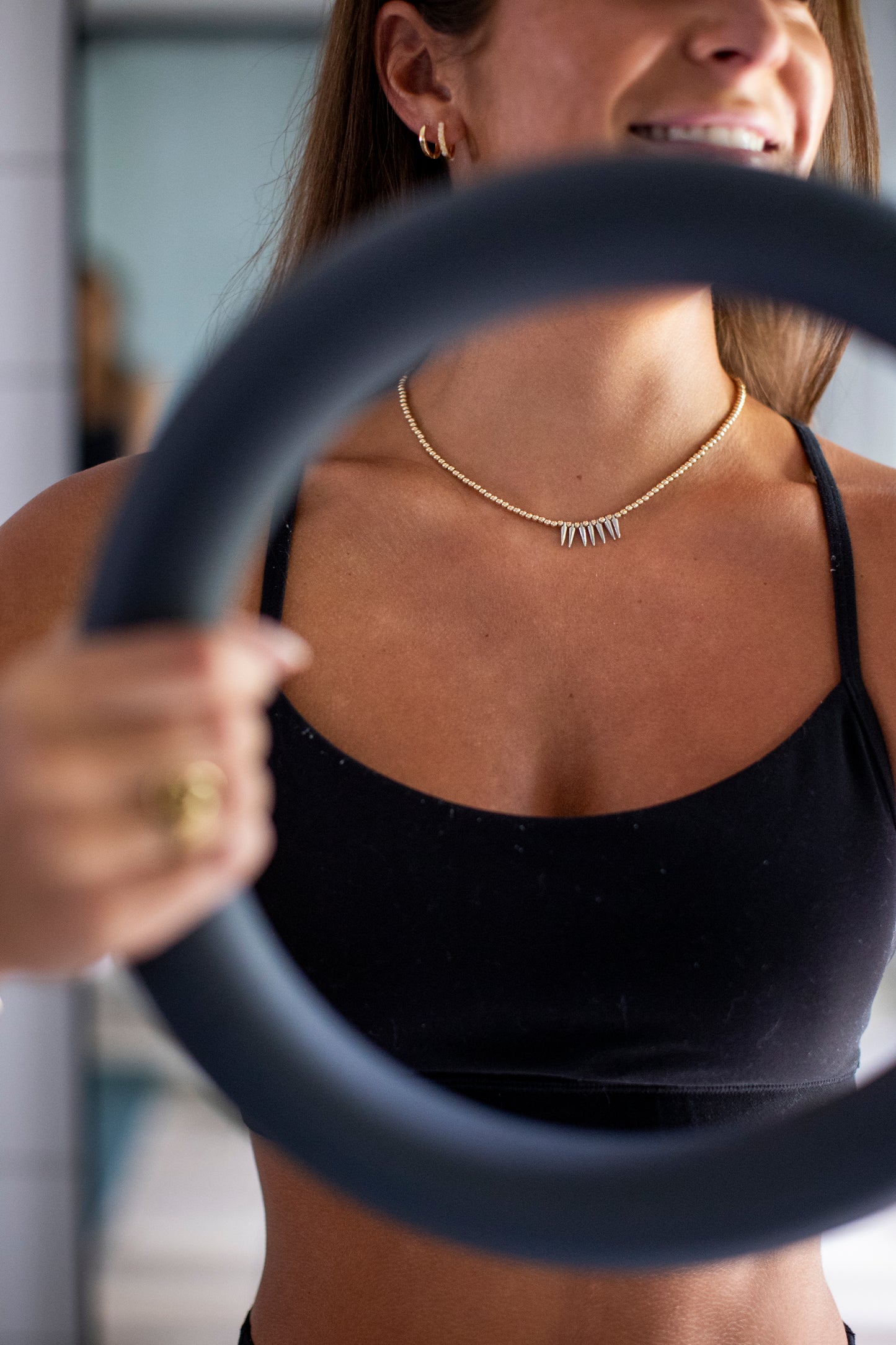 Gold with silver spike necklace