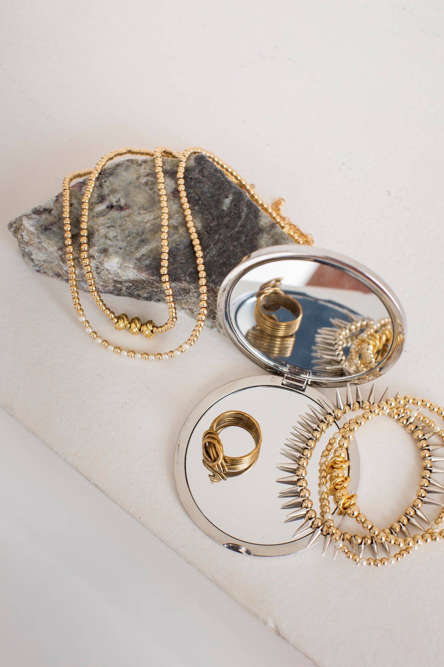 Gold bead with silver knots Bracelet