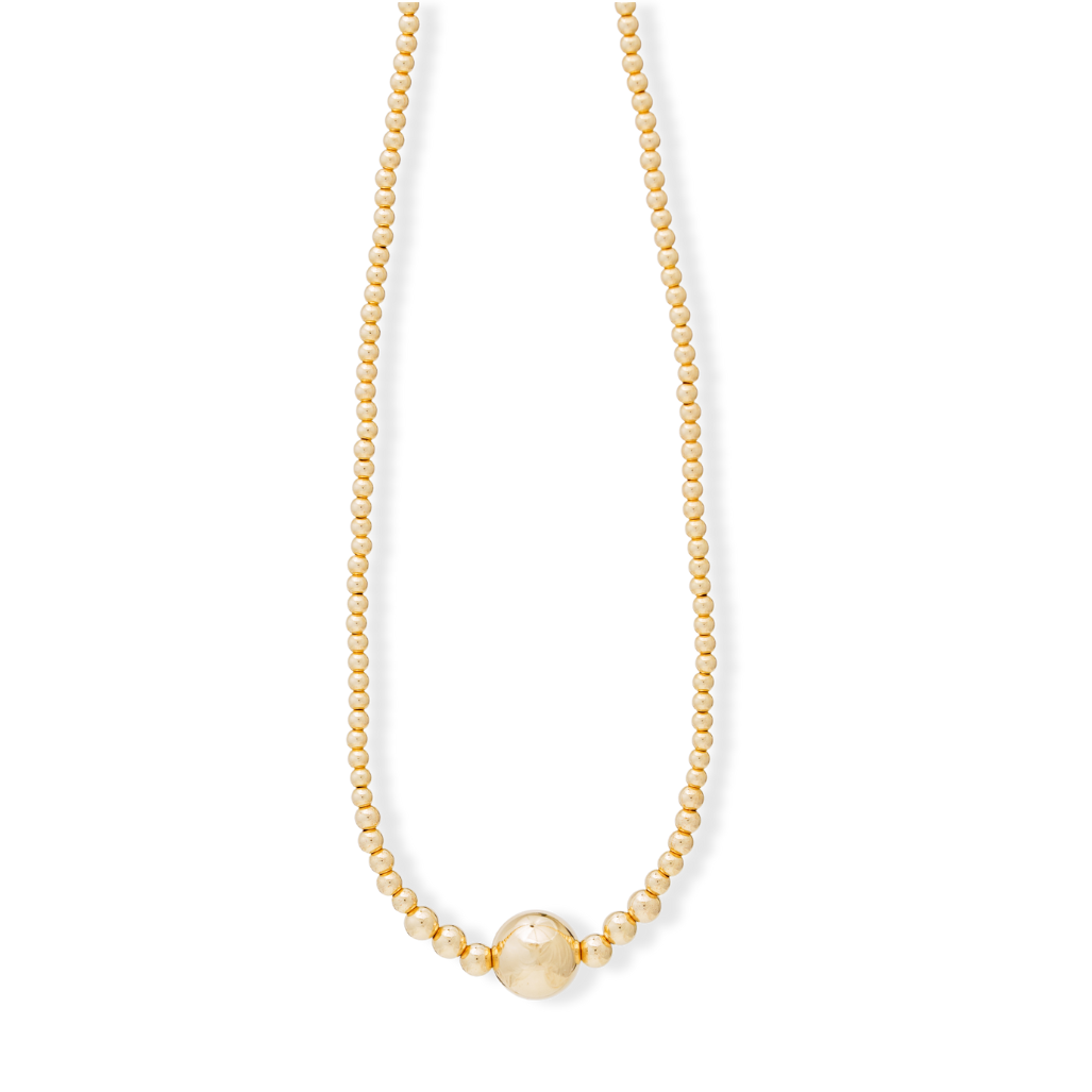 Gold large bead necklace