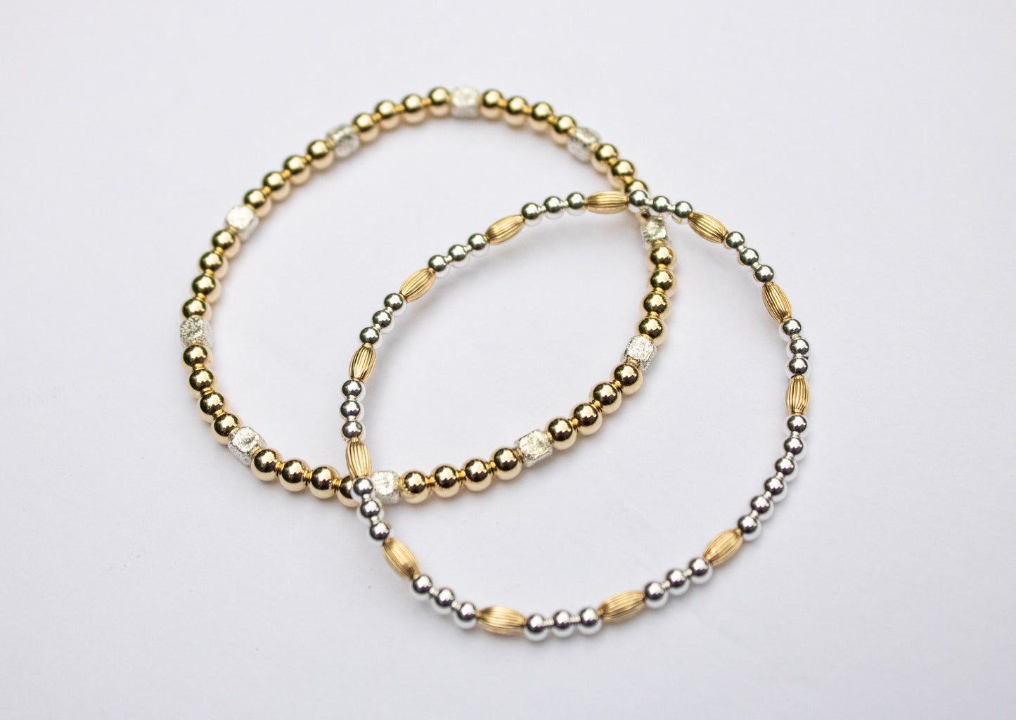 Glossy Gold and Frosted Silver Bracelet