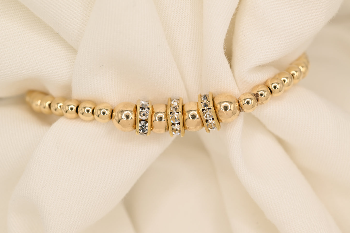 Crystal-Studded Gold Bracelet