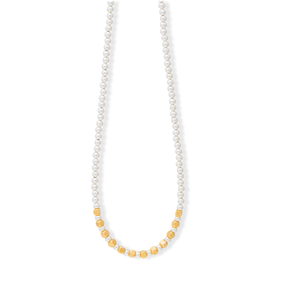 Silver with gold faceted beads