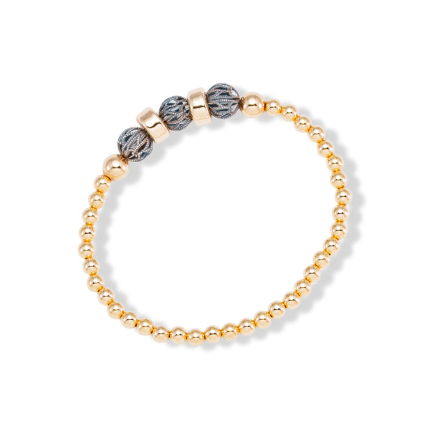 Sterling Silver Pave and Gold Bracelet