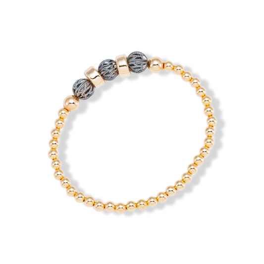 Sterling Silver Pave and Gold Bracelet