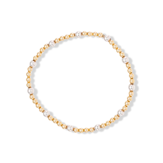 3mm Gold Filled Stacker with 4mm Silver Accents