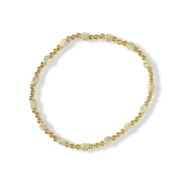 Glossy Gold and Frosted Silver Bracelet