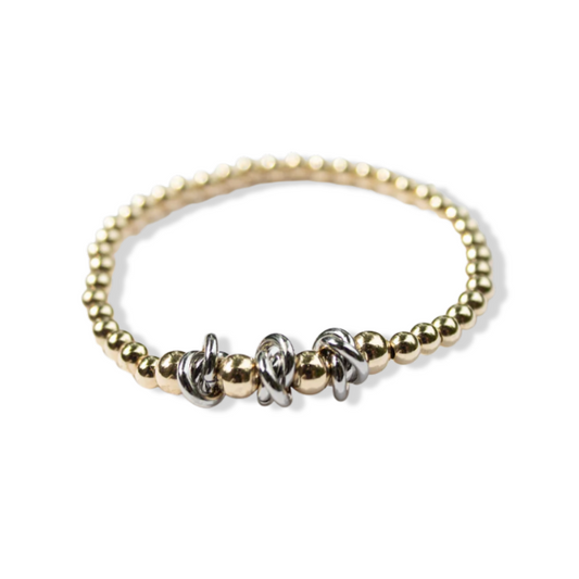 Gold bead with silver knots Bracelet