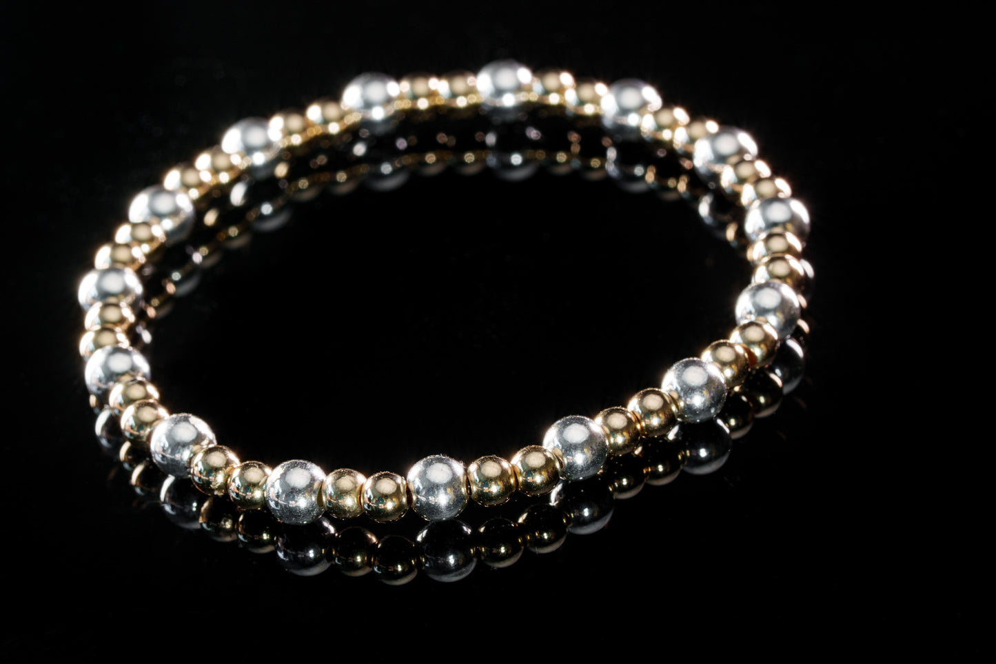 3mm Gold Filled Stacker with 4mm Silver Accents