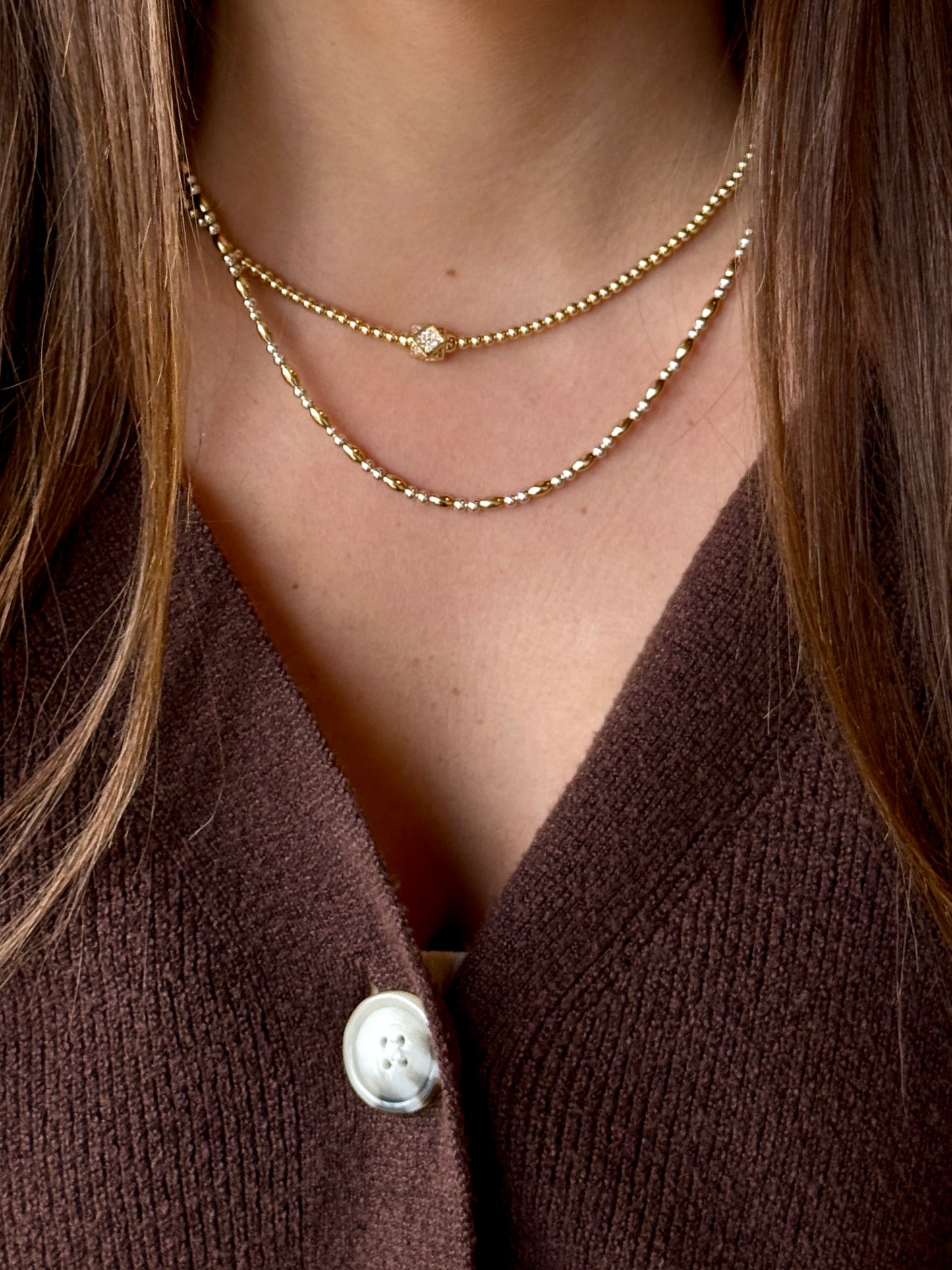 Gold Crystal Geometric Necklace