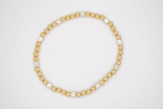 Glossy Gold and Frosted Silver Bracelet
